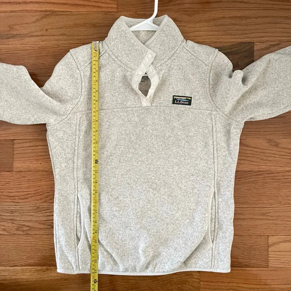 L.L. Bean Womens S Petite Sweater Fleece Jacket Cream Gorpcore - Picture 8 of 8
